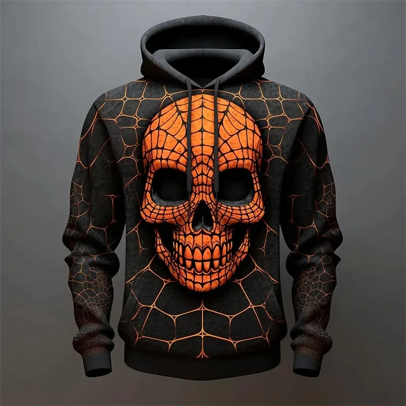 Sudaderas con capucha de Material de secado rápido para hombres, Sudadera con capucha de Calavera, Hip Hop Vintage, moda urbana, Top masculino de alta calidad