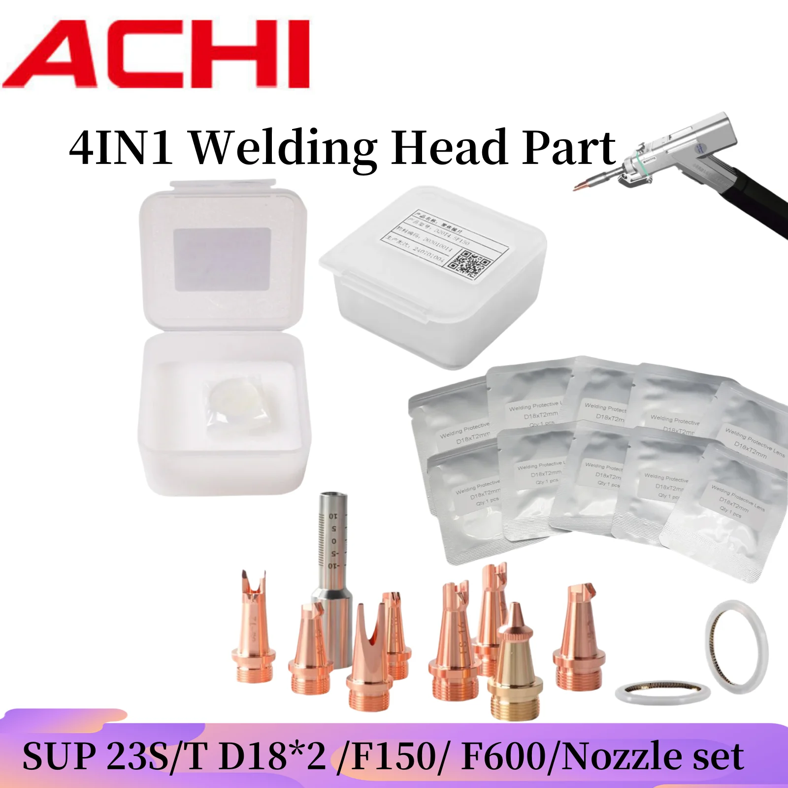

SUP23T Laser Protection Lens D18X2 Focusing lens Cleaning lens F800 for 23T 1500W-3000W Laser Welder M16 Welding Nozzle CQWY