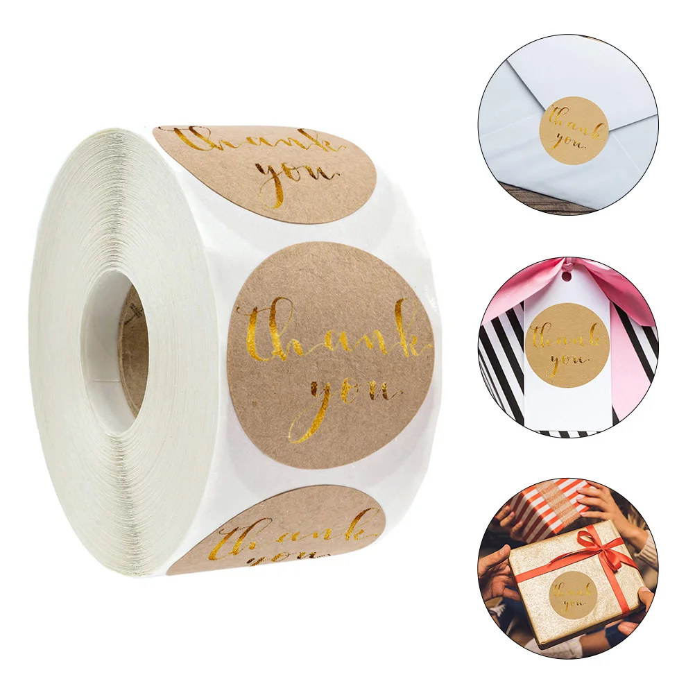 

Thank You Gift Label Stickers Self Adhesive Party Favor Kraft Paper Envelope Sealing Notebook FurnitureDecoration Stationery