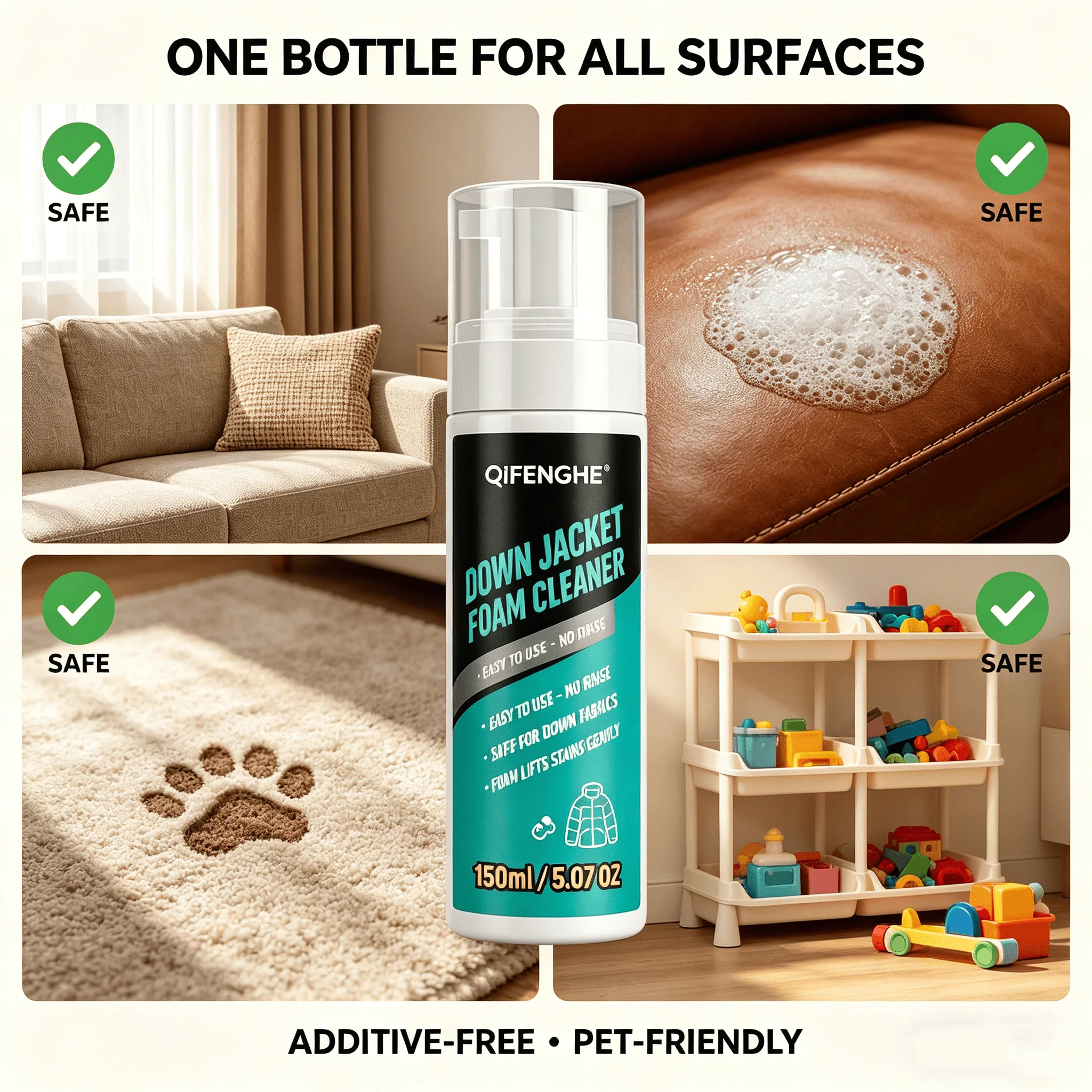 Down Jacket Foam Cleaner 150ml – No-Rinse Deep Stain Lifting Foam, Protects Down & Loft, Portable, Gentle&Easy