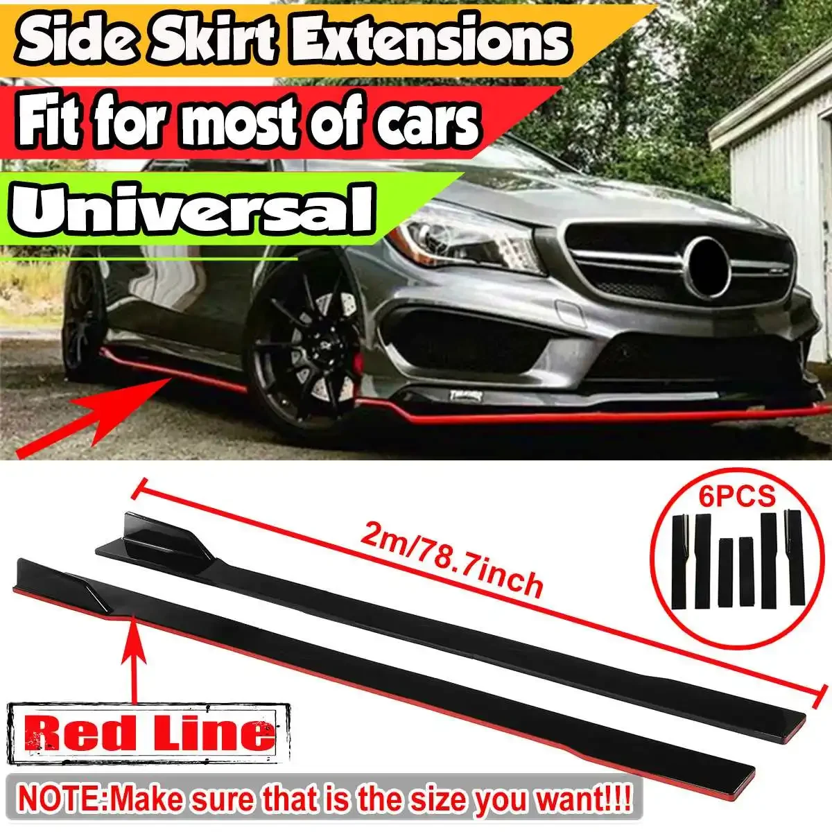 

Universal 2m Car Side Skirt Splitter Winglet Side Wing Guard Lip For SEAT LEON FR 5F MK1 MK3 MK3.5 MK5 For Ibiza 6J 6L Body Kit