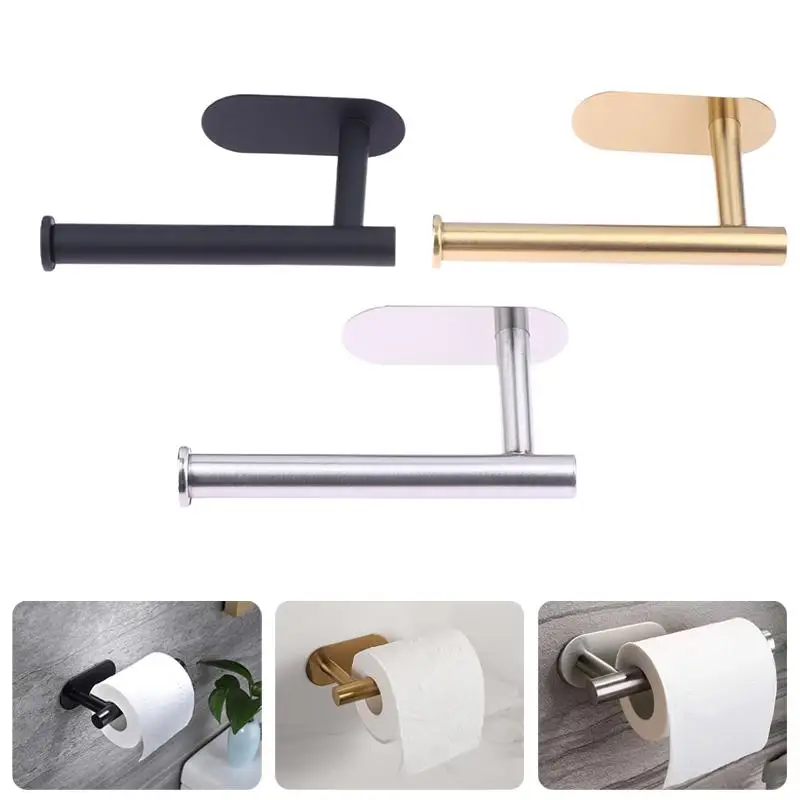 

Self Adhesive No Punching Towel Holder Stainless Steel Toilet Roll Paper Holder Universal Home Kitchen Bathroom Storage Stand