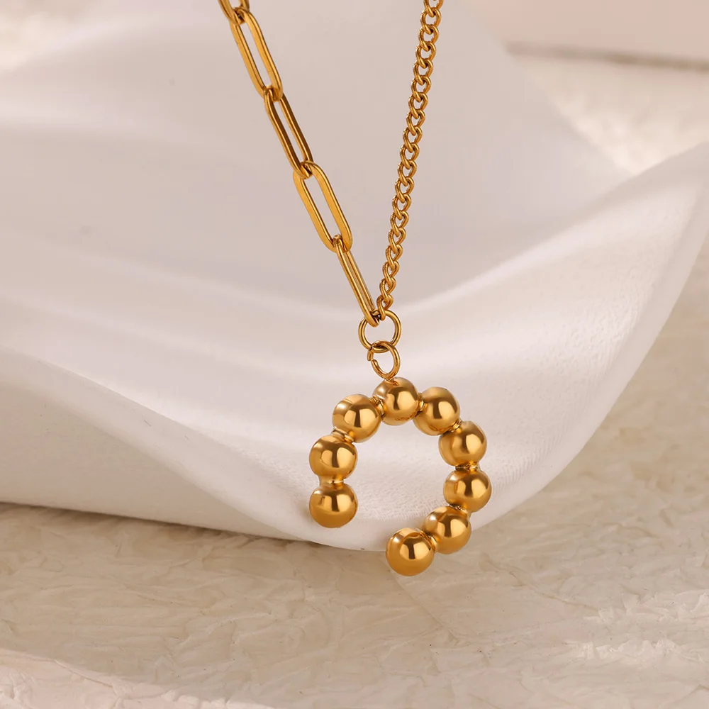 Stainless Steel Bow Moon Pendant Necklace For Women Gold Color Geometric  Hollow Round Necklace Christmas  Party Jewelry Gift