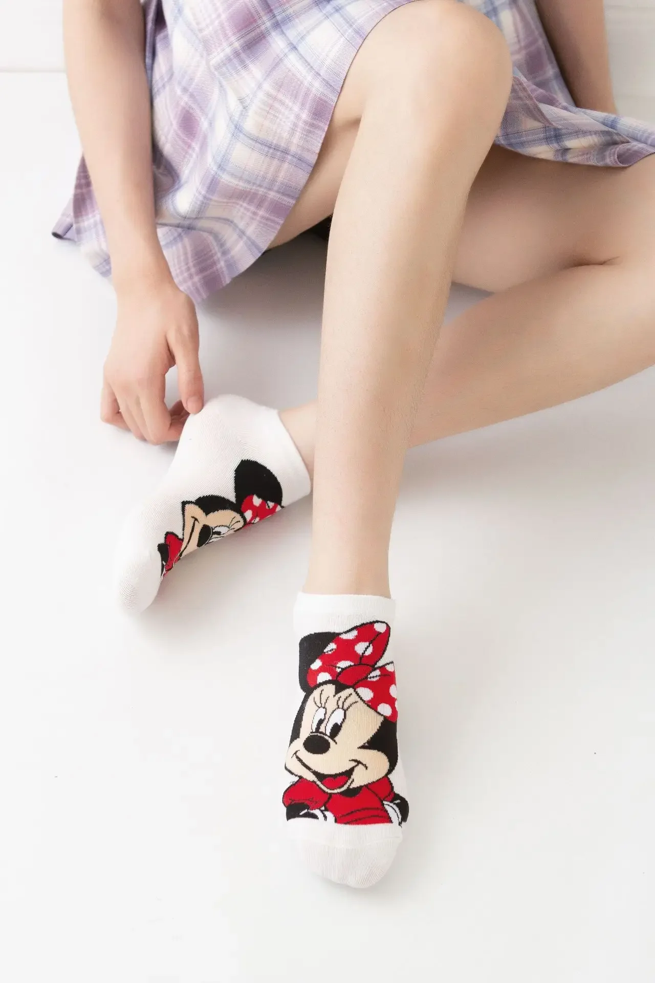 Chaussettes courtes Disney Waumi Mouse pour femmes, Anime, Donald, Sports d\'été, Chaussettes bateau en coton pour filles, Chaussettes à rinçage bas