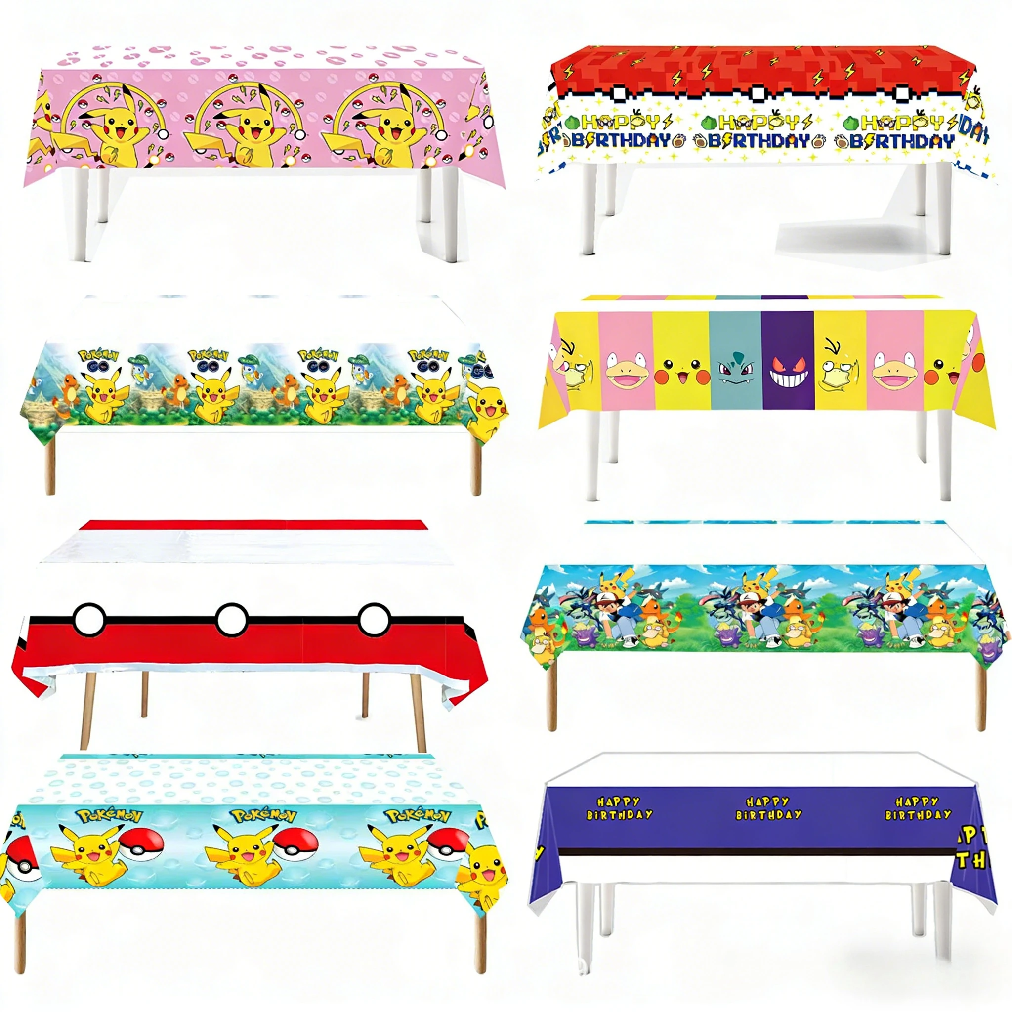 

8styles 108x208cm Pokemon Tablecloth Cute Pikachu Disposable Plastic Party Supplies Decoration Anime Birthday Gifts Kids Toys