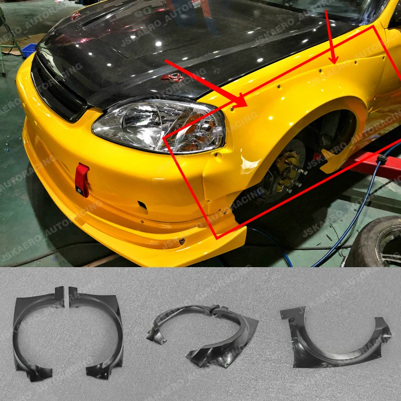 

For Honda Civic EK9/4 Hatchback WideBody Front Fender Guards 2Pcs FRP Unpainted Car BodyKits