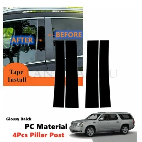 

For Cadillac Escalade 2007-2014 4PCS Window Trim Covers Center Film Column B C Pillar Posts Sticker Car Accessories