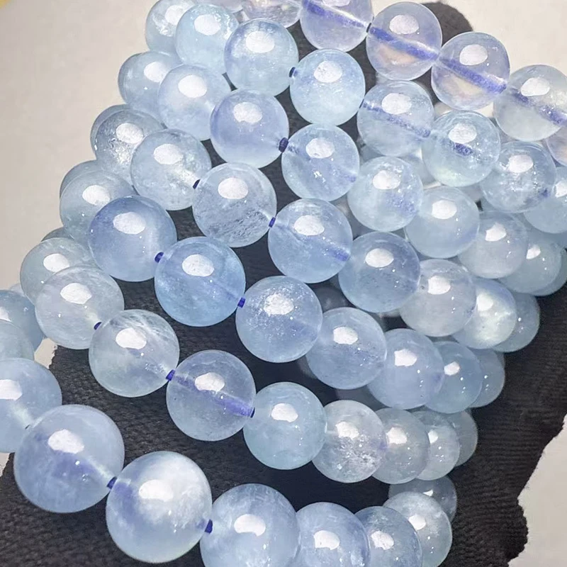 Prestyle AA Natürlicher Blauer Aquamarin Runde Perlen Armband Halskette Für Die Herstellung Feiner Schmuckstücke Ermüdungslindernd März Geburtsstein – Detail 4