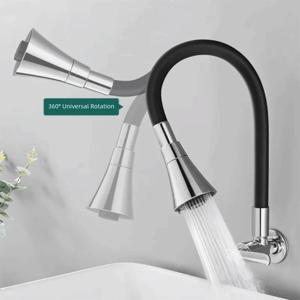 

Gear Single Cold Mop Sink Faucet Universal Rotatable All Copper Faucet Three-Gear Extended Wall-Mounted Faucet Wall-Mounted