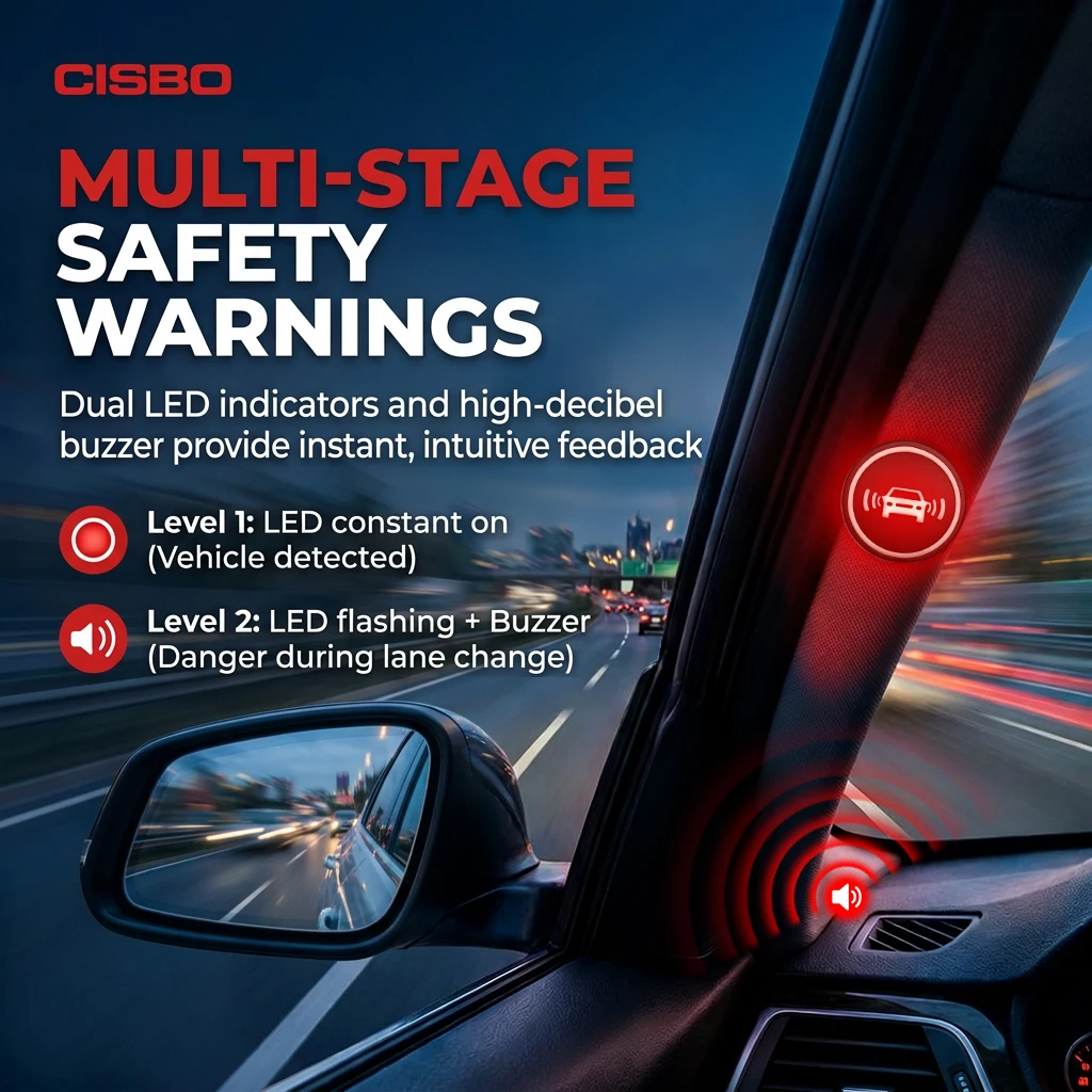 24GHz Car BSM BSD Microwave Radar Blind Spot Monitoring System For Reminding Driver When Changing Lanes