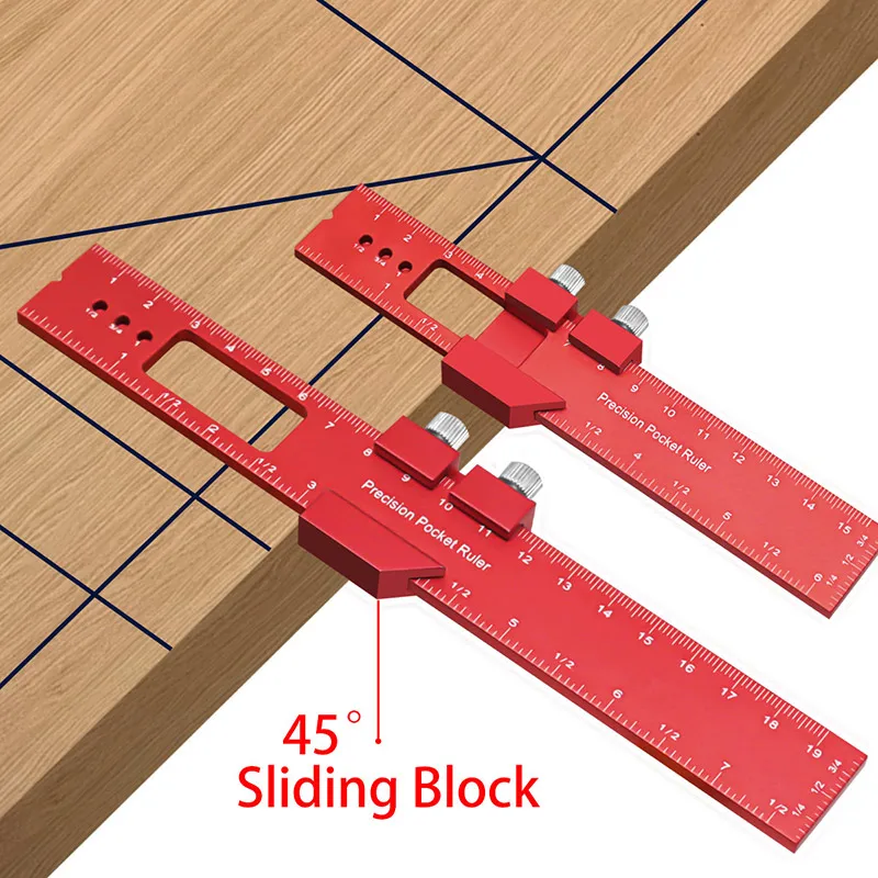 16/20/30cm Gauge New Aluminum Alloy Positioning Ruler Woodworking Ruler Measuring Tool DIY Inch/Metric in one