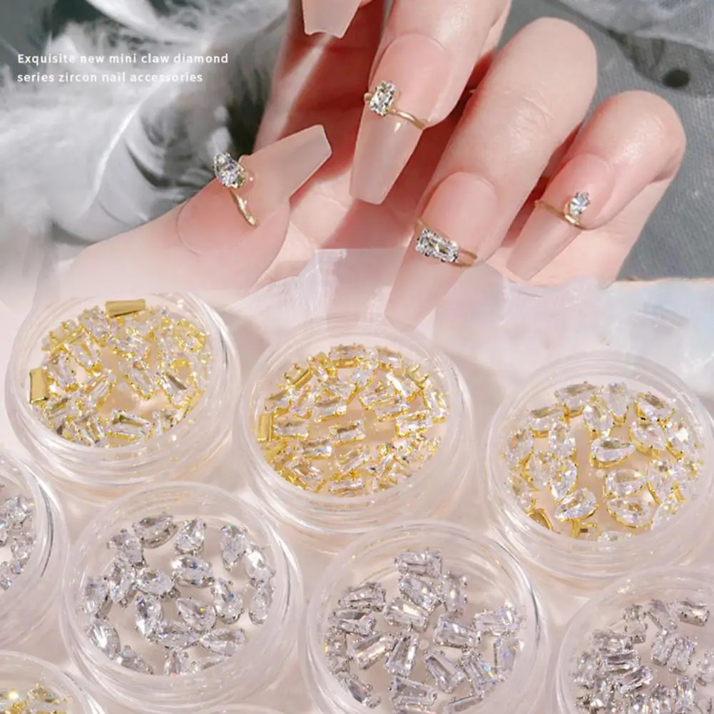 20Pcs/Box Nail Decorations Glitter Nail Art Cubic Zirconia Shiny Nail Rhinestone Jewelry Ornament for Women