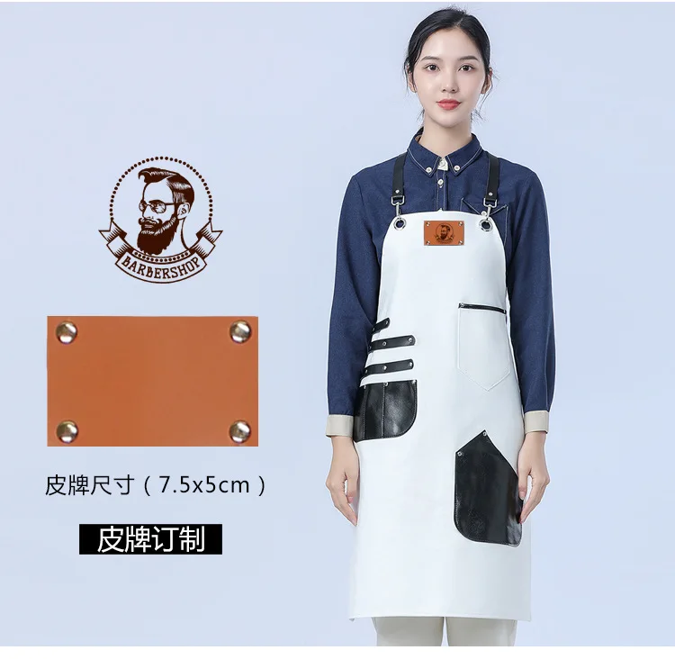 High Grade Leather Pocket Barber Floral Artist Kitchen Men and Women Durable Overalls Coffee Shop Custom Logo Nail Chef  Apron