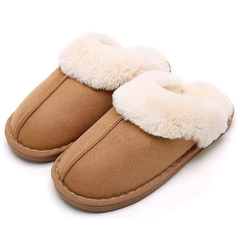 Winter Cotton Slippers Comfortable Home Shoes Fashionable Plush Neckline Warm Shoes Indoor Winter Cotton Slippers