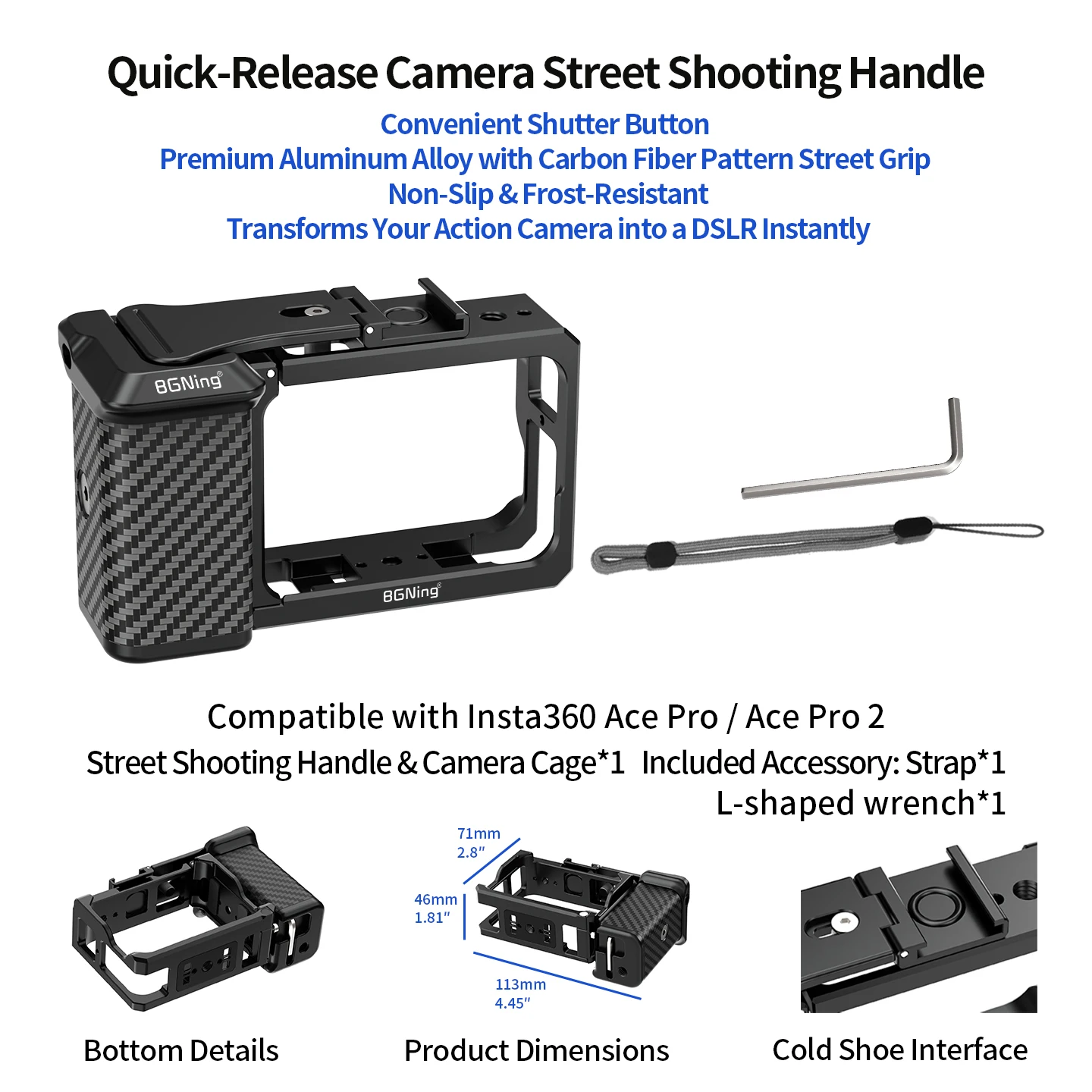 Essentieller Handgriff für Insta360 Ace Pro 2 Magnetischer Schnellwechseladapter Street Vlog Fotografie Kamerakäfig Zubehör – Detail 26