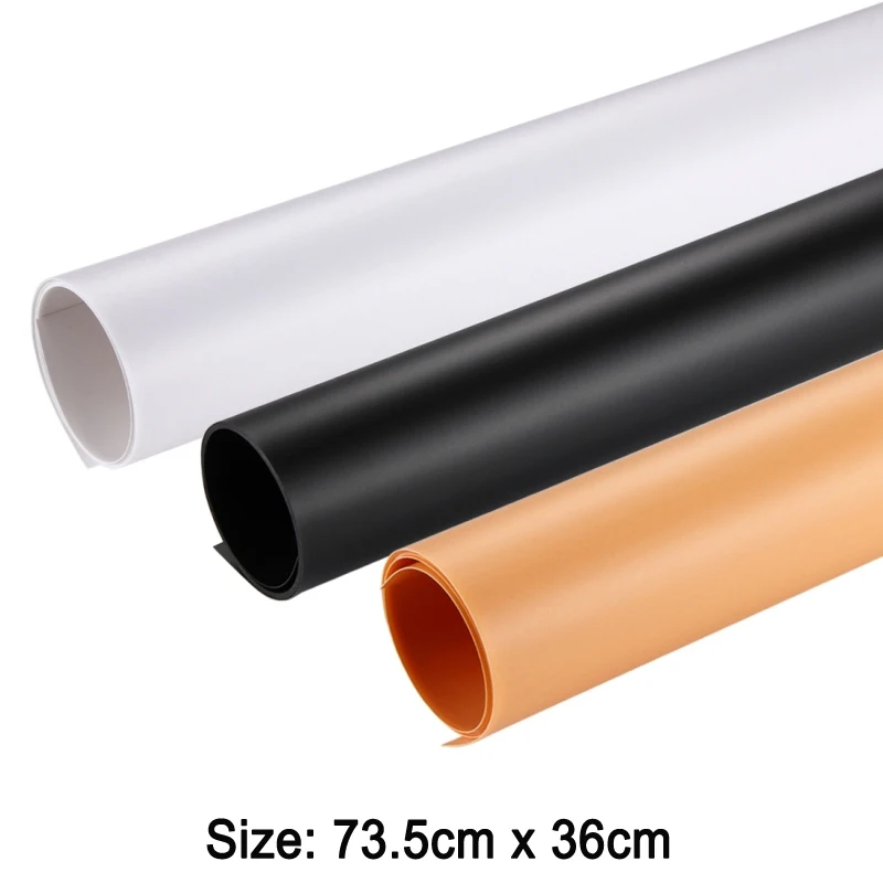 3 PCS PULUZ PVC Paper Photography Background Kits Black + White + Yellow Colors Backdrop For Studio Tent Box, Size: 73.5x 36 cm