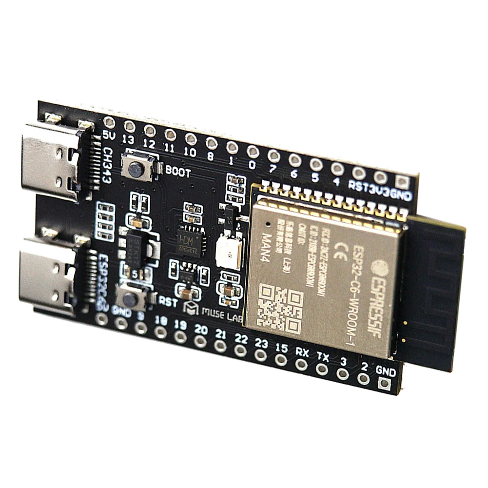 ESP32-C6 Development Module WiFi Bluetooth-Compatible ESP32-C6-WROOM-1 Minimum System Board Dual Type-C RISC-V 512KB SRAM