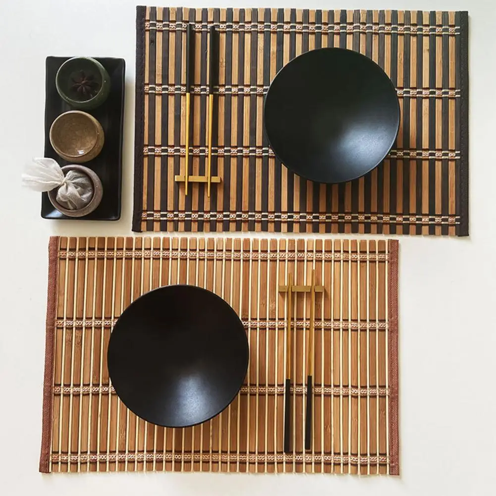 Oil-resistant Table Mat Bamboo Placemat Bamboo Woven Placemat Set Thickened Heat-resistant Table Mat Non-slip Dining for Parties