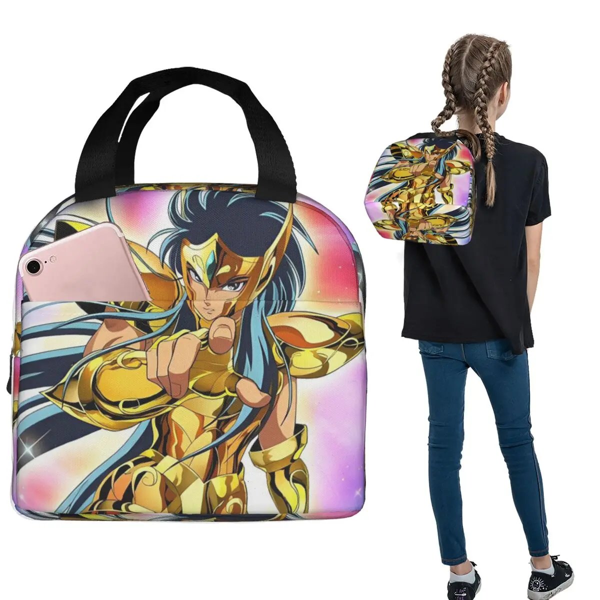 

Изолированная сумка для обеда Knights Of The Zodiac для женщин и детей, портативные коробки для еды, термосумка для обеда