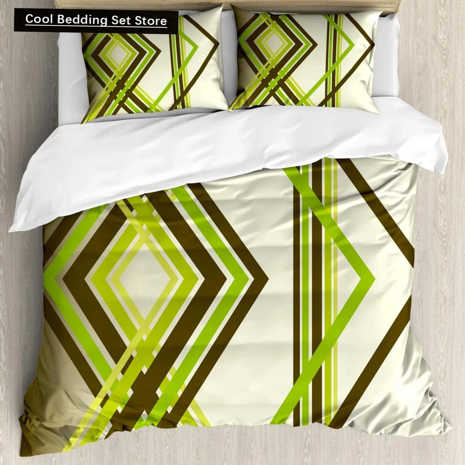 Abstract Duvet Cover Set Geometric Diamond Shape Bands In Various Shades Polyester Duvet Cover Bedclothes Double Queen King Size