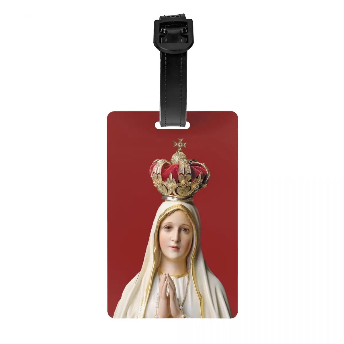 Etiqueta de equipaje personalizada de Nuestra Señora de Fátima con tarjeta de nombre, cubierta de privacidad católica de la Virgen María, etiqueta de identificación para bolsa de viaje, Maleta