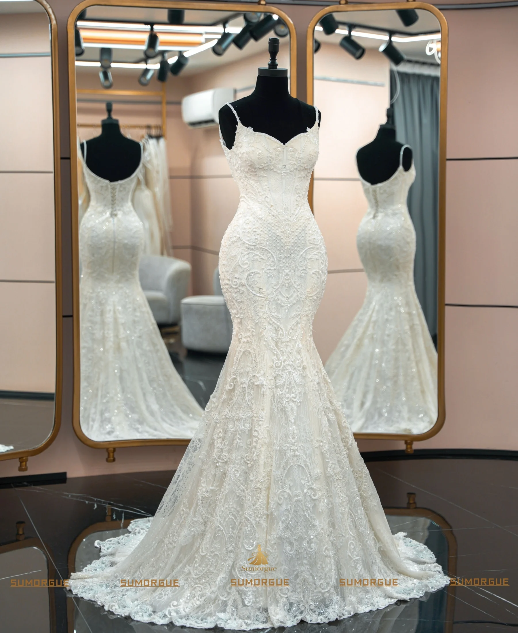 Luxury Mermaid Wedding Dress for Woman Bride Sparkly Beaded Bridal Gown Sweetheart Neck high-end Customzied Vestidos De Novia