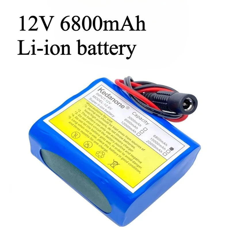 

12V 6800mAh Li-ion Rechargeable Batteries with BMS Lithium Battery Packs Protection Board for Monitoring+12.6V Charger
