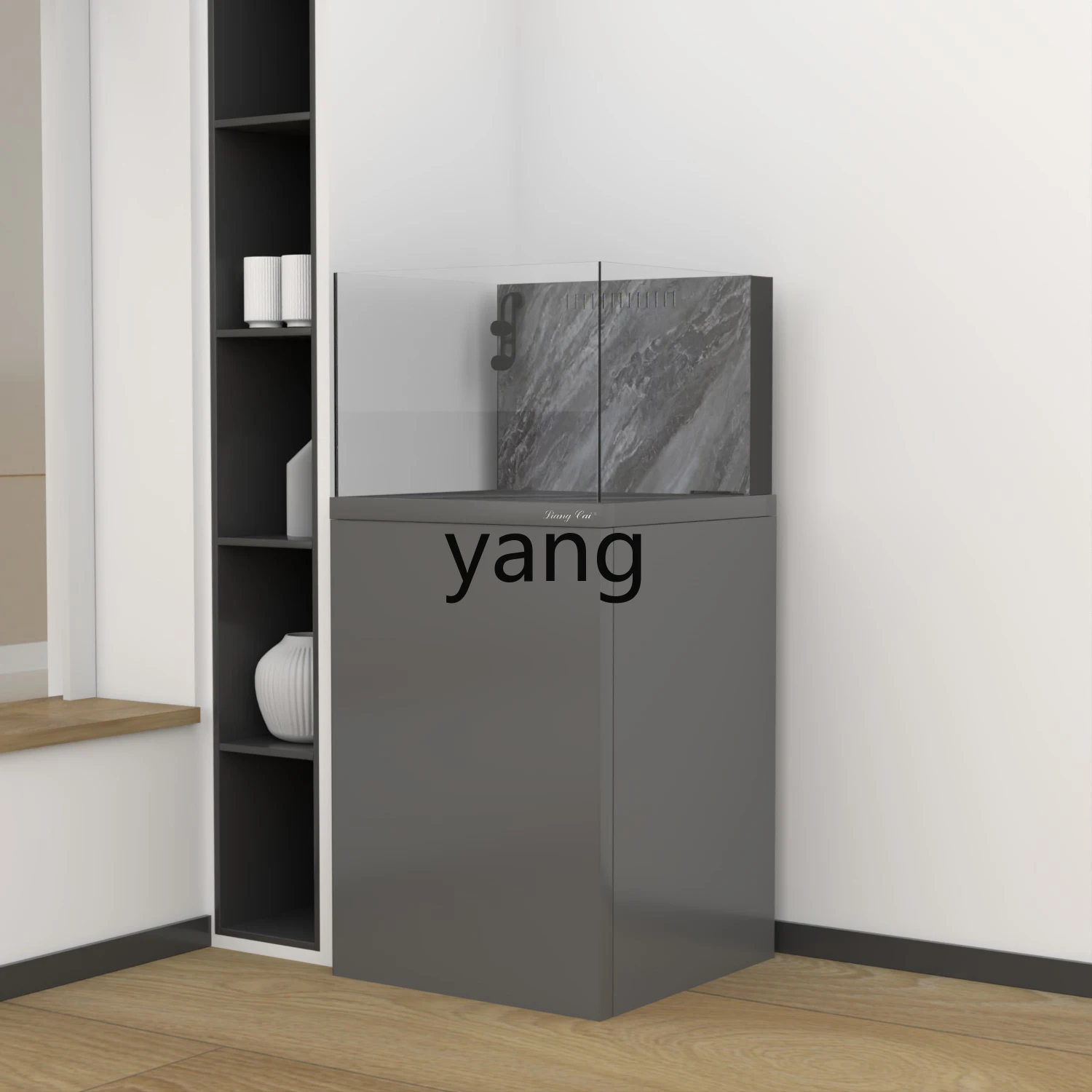 LH rock slab square tank bottom filter ultra-white glass ecological landscaping stream tank water and grass square tank