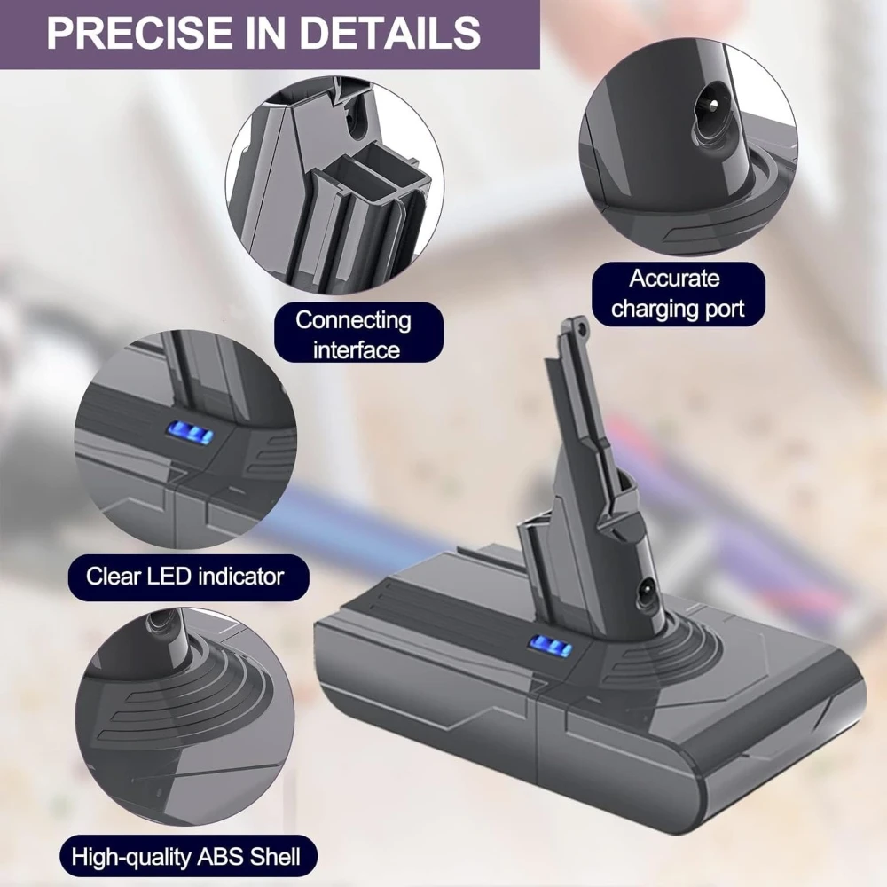 

6000mAh Battery for Dyson V8 SV10/Absolute/Animal Pro,Compatible with V8 Series Cordless Vacuum Cleaner.