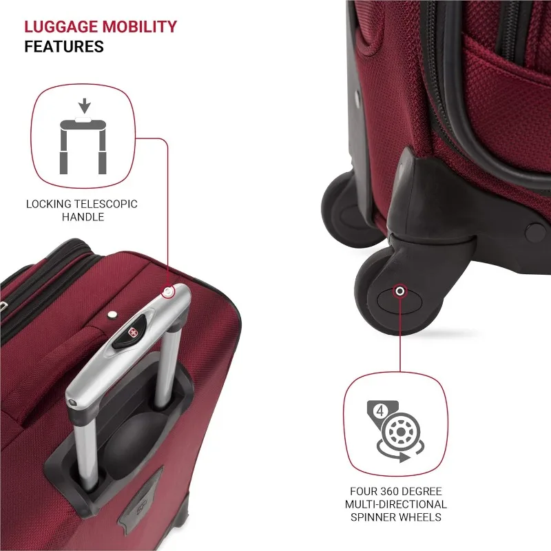 Sion Softside Expandable Luggage, Burgundy, Checked-Large 29-Inch