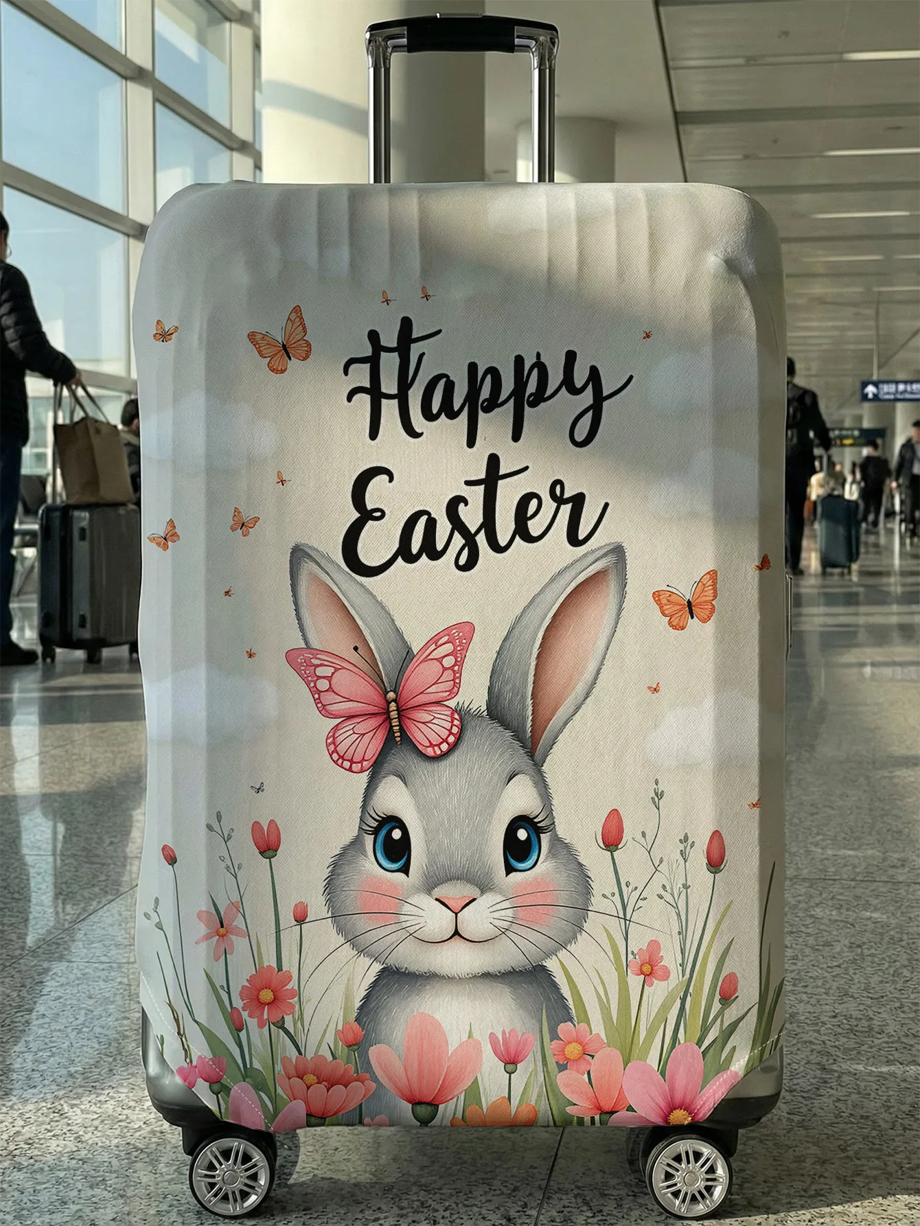 

Защитный чехол для багажа с изображением пасхального кролика и бабочки, подходит для багажных чехлов размером 18-32 дюйма, чехлов для ручек багажа, дорожных аксессуаров.