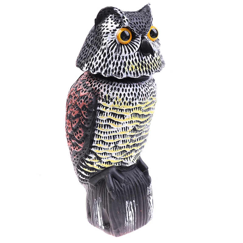 

Realistic bird scarer rotating head sound owl prowler decoy protection repellent