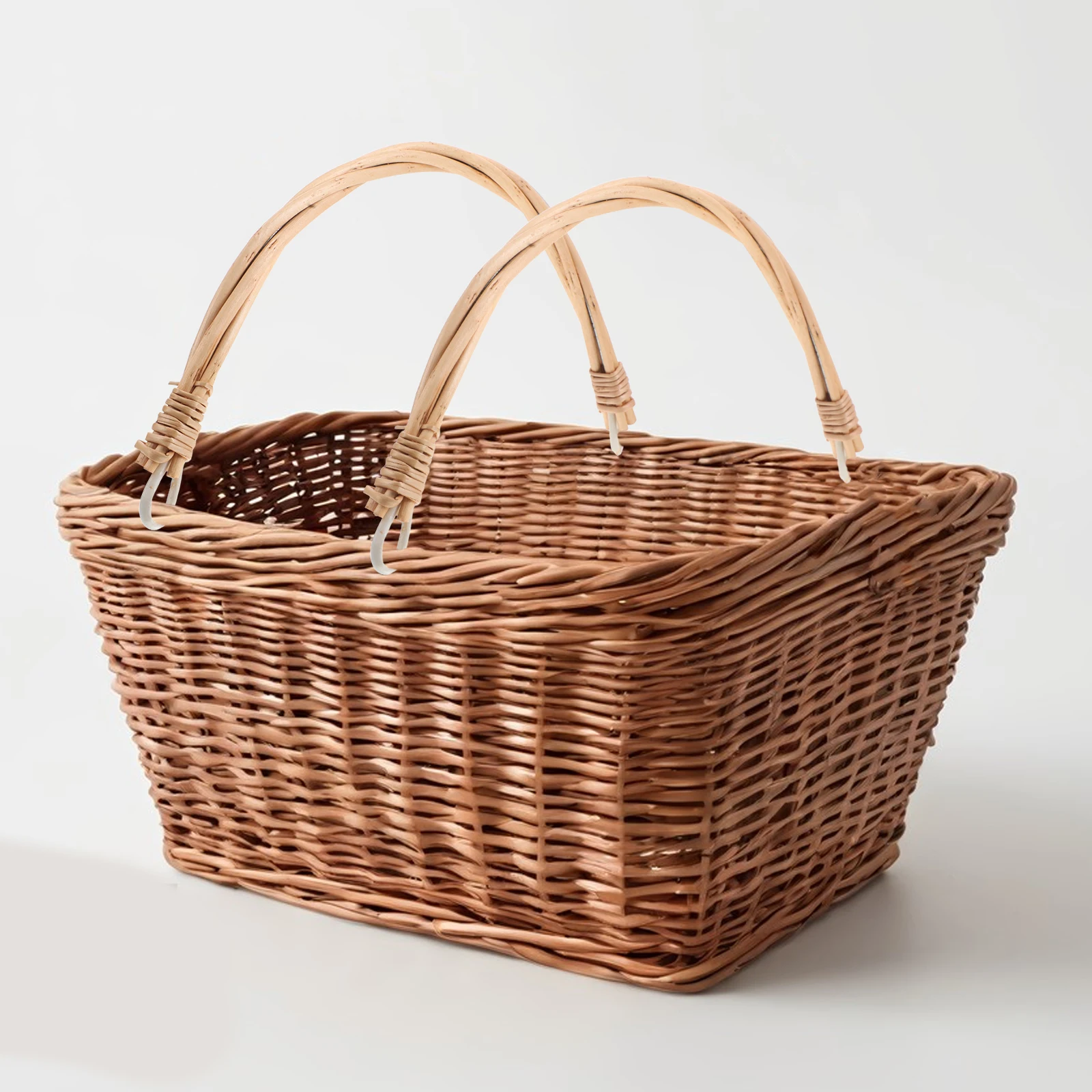

2 Pcs Wicker Picnic Basket Carry Handle Rattan Replacements Handles for Baskets Shopping