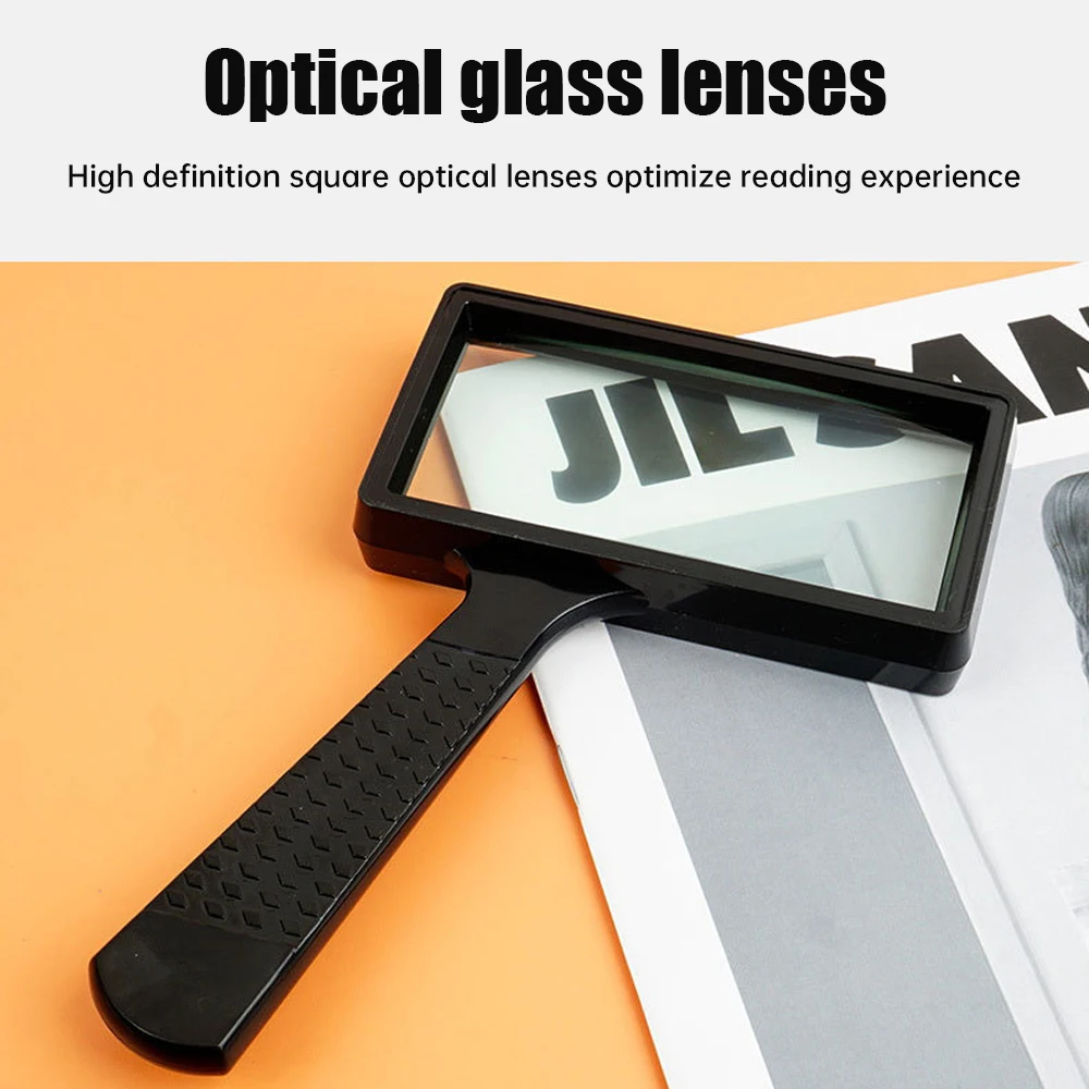 1Pcs 10X Magnifying Glass Handheld Square Reading Magnifying Glass Suitable For Reading Science And Natural Exploration