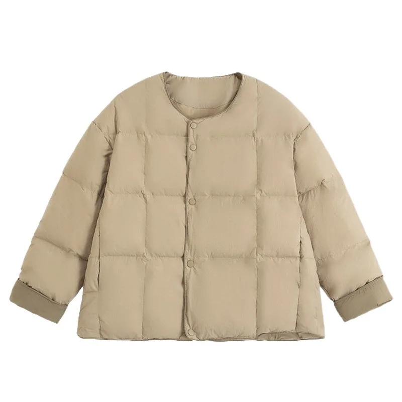 

Модная короткая пуховая хлопковая куртка женская с круглым вырезом в корейском стиле зимняя верхняя одежда миниатюрного размера с цветными блоками в стиле аромата