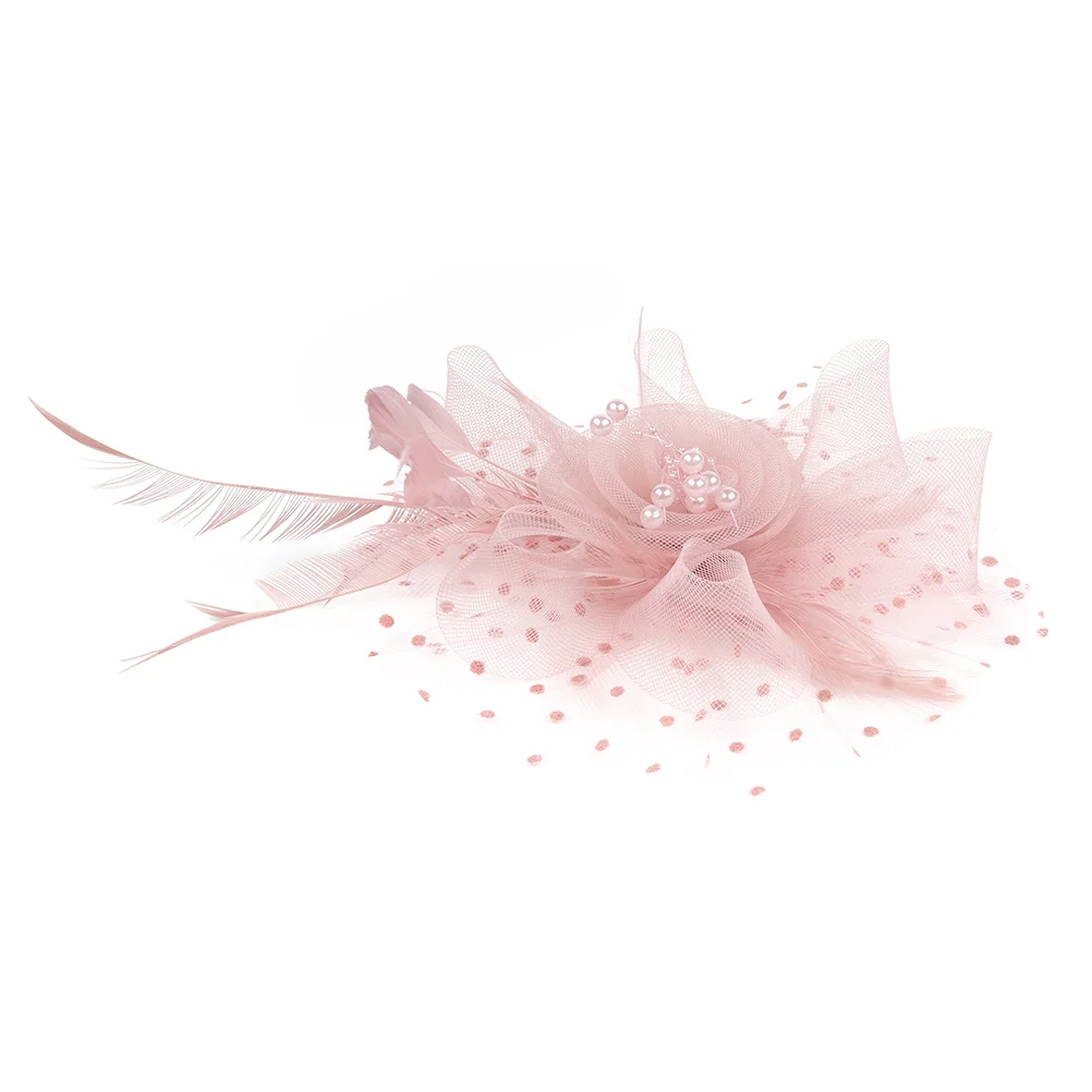 

Mesh Head Flower Pink Artificial Bride Fascinator Headb Women Headdress Tea Party Hat Wedding Bridal Hair Accessories