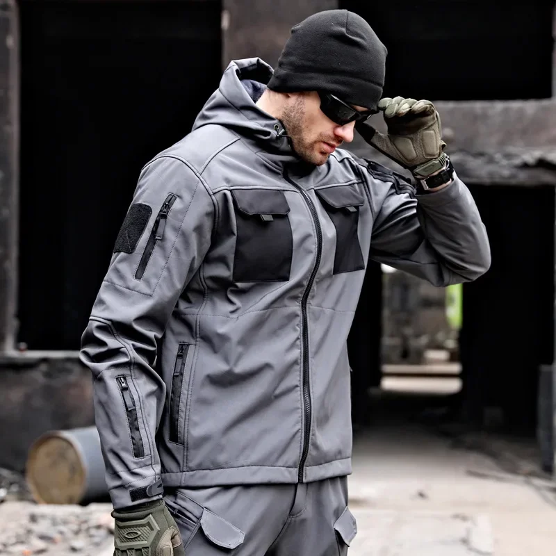 2024 Camouflage Tactical Sets Men Winter Thick Workwear Jacket Pants Multi Pockets Soft Shell Suit Waterproof Outwear Thermal