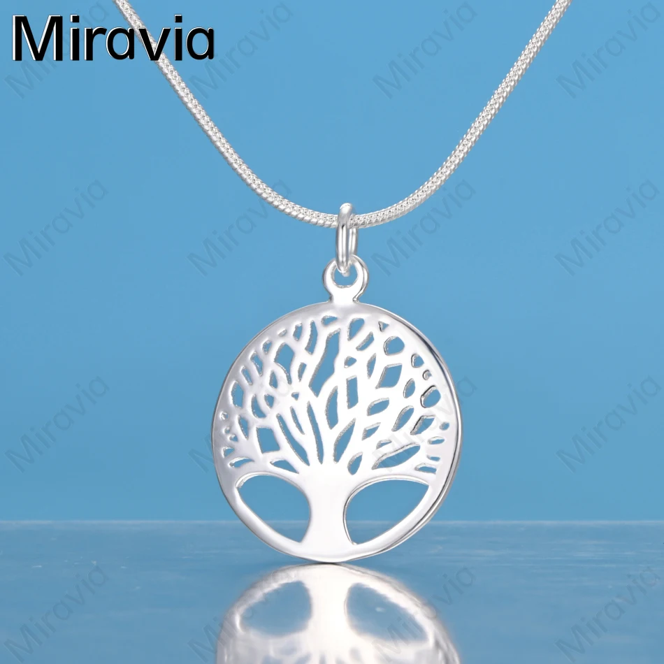 

Miravia 925 Sterling Silver Round Openwork Tree Of Life Pendant Necklace, Exquisite And Cute Wedding Party Jewelry For Women.