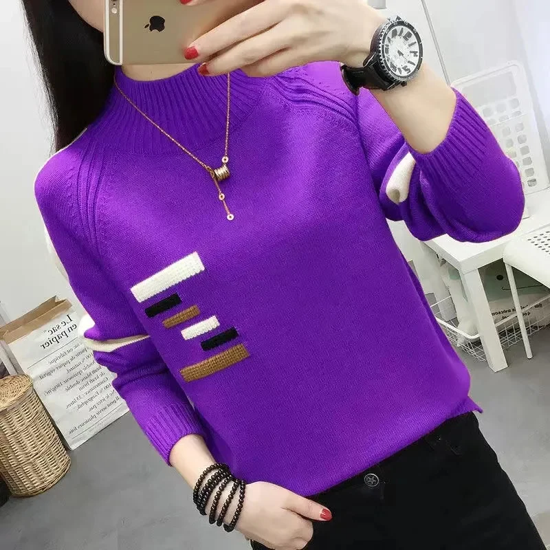 Women Sweater Autumn Winter Turtleneck Warm Knitwear Korean Casual Solid Bottoming Shirt Fashion Knit Pullovers Brown Sweater