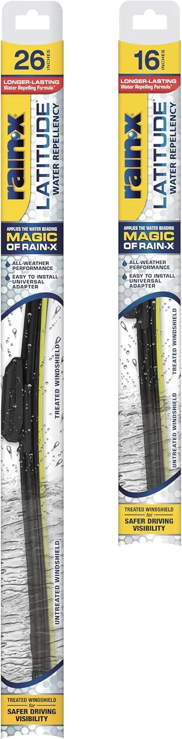 

2-in-1 Water Repellent Wiper Blades, 26" and 16", Automotive Replacement with Patented Formula