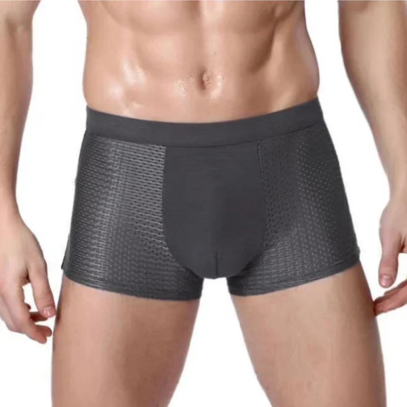 4pcs men's boxer shorts elastic stretch men's ice silk mesh mid-waist boxer pants men's breathable soft hot selling shorts
