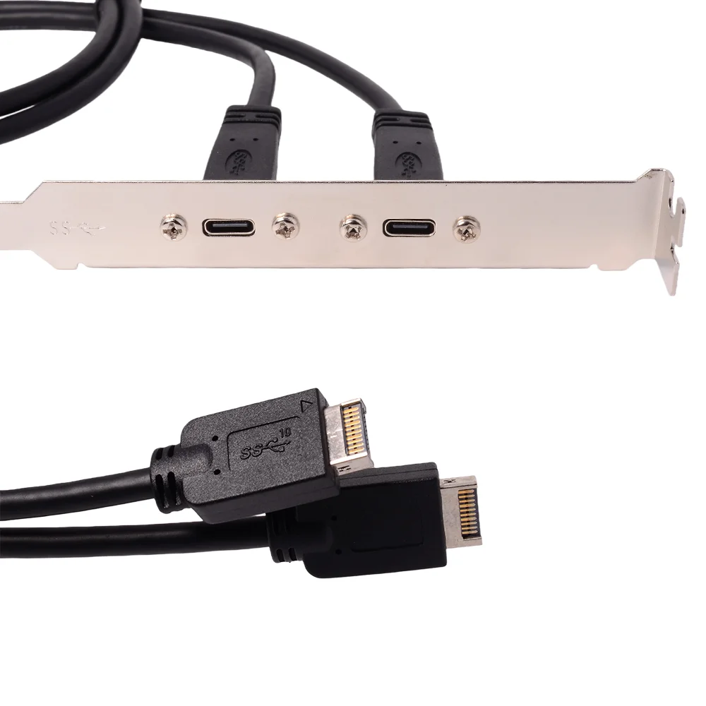 Double TYPE-E Interface Baffle Cable Dual USB 3.1Type C Female Transfer Box PCI Front Data Cable High Speed 10GB