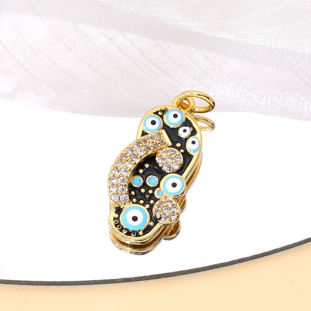 Juya Handwerk Bunte Emaille Anhänger Hausschuhe Hamsa Fatima Türkische Griechische Bösen blick Charms Für DIY Mode Schmuck Machen – Detail 19