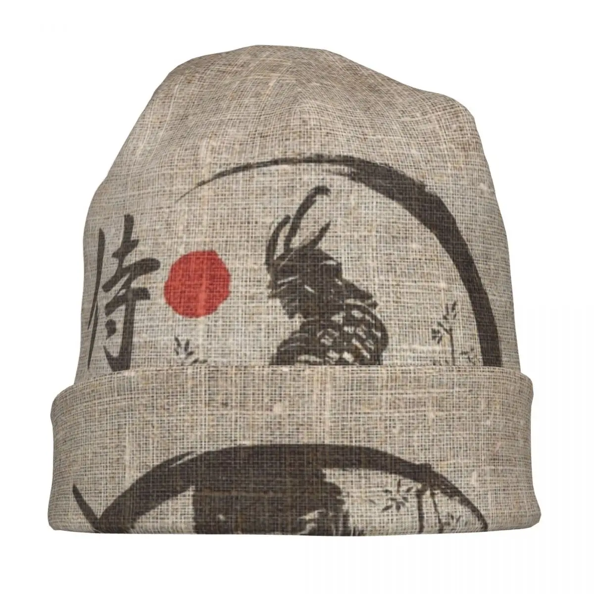 Japanese Warrior Cool Bonnet Hat Vintage Outdoor Samurai Skullies Beanies Hat Unisex Warm Dual-use Cap