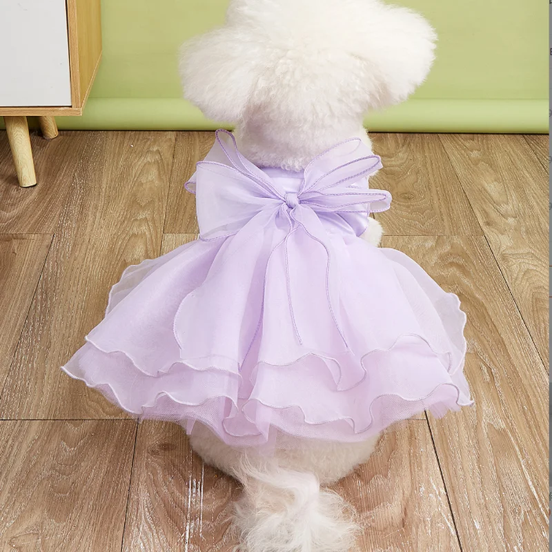 Pet Party Dress New Pet Dresses White Pink Wedding Dress Gongsatin+Organza+Mesh Princess Dress Pet Clothing BF1183