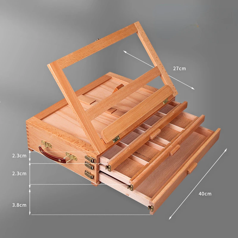 Artist Wooden Easel for Painting with Drawer Table Box Portable Desktop Mesa De Dibujo Suitcase Drawing Hardware Art Supplies