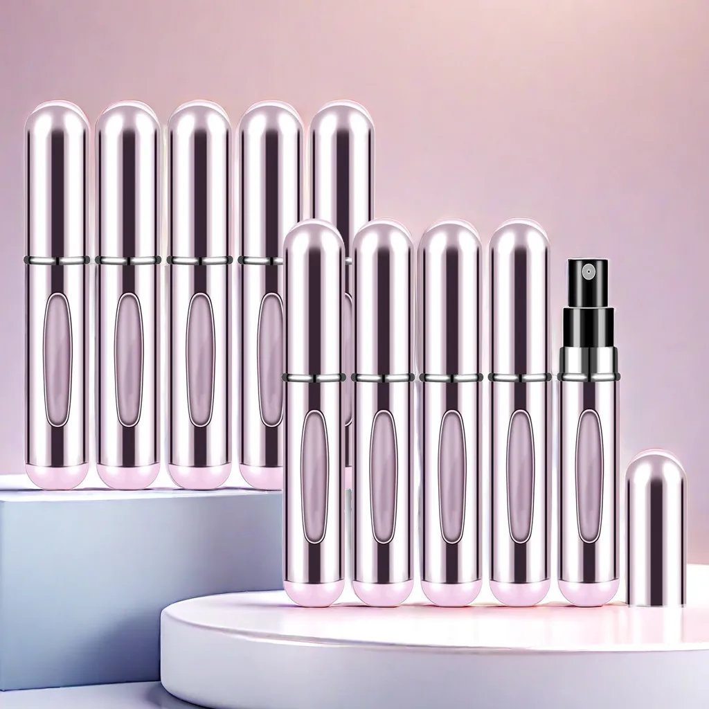 

10Pcs 5/10ml Pink Perfume Refill Bottle Portable Mini Atomizer Refillable Spray Women Dispenser Travel Size Cologne Sprayer