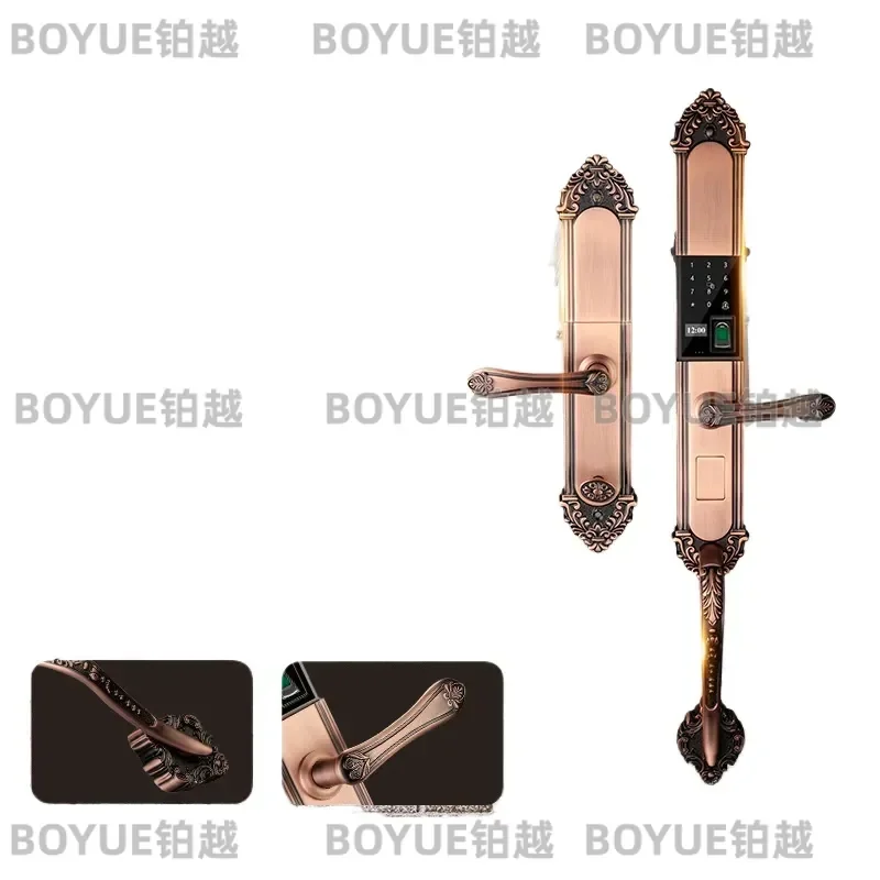 Waterproof Solid Copper Villa Fingerprint Door Lock Smart Biometric Entry System for Outdoor Main Gate Heavy Duty Security