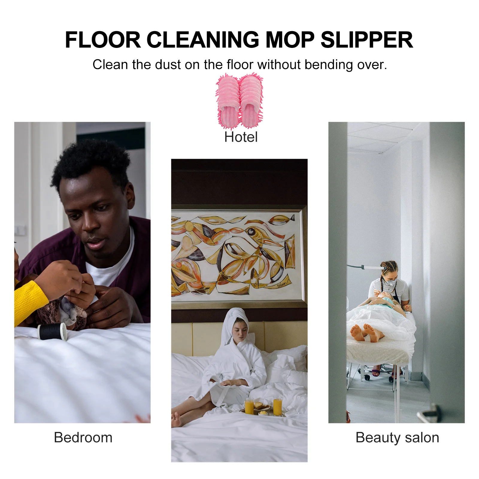 

1Pair Lazy Slippers Microfiber Bottom Cleaning Slipper Detachable Washable Floor Mop for Women Size S 35-37 Pink