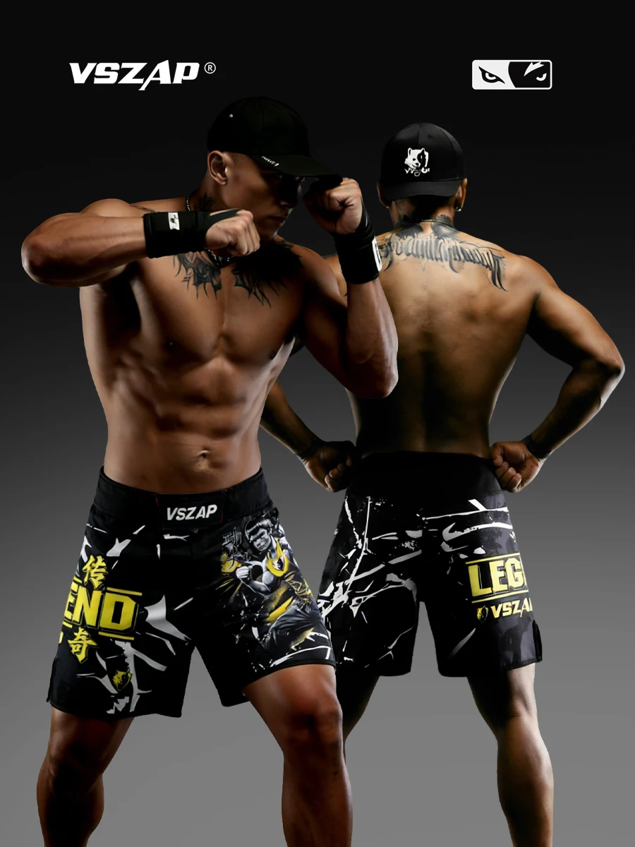 VSZAP Men's Sports Kung Fu Quick drying Wear resistant Training Shorts MMA Comprehensive Fighting Fitness Training Pants